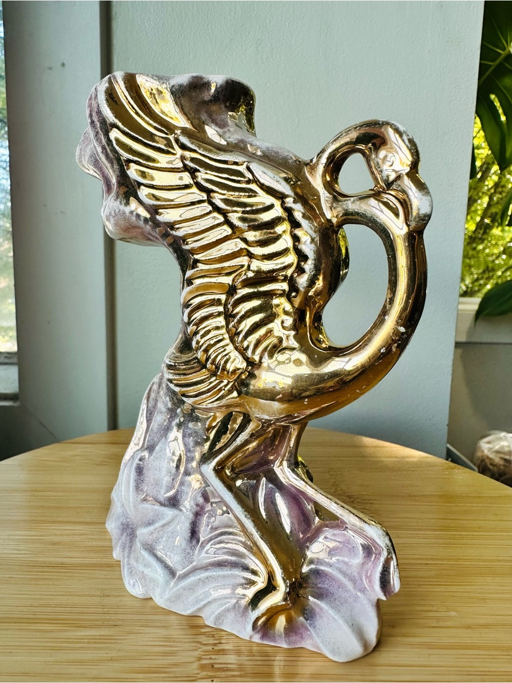 VTG Stewart B McCulloch California Pottery Swan Cornucopia Bud Vase MCM Art Deco